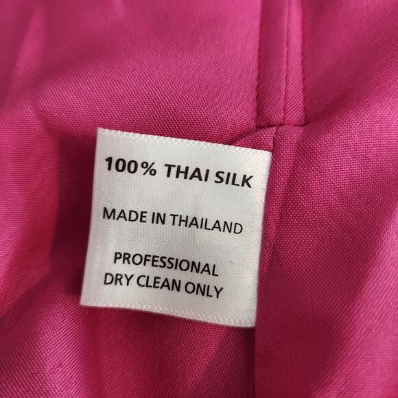 Vintage 80s Marisa Baratelli Thai Silk Iridescent Formal Dress Fuchsia Pink SZ 8 - Picture 6 of 14